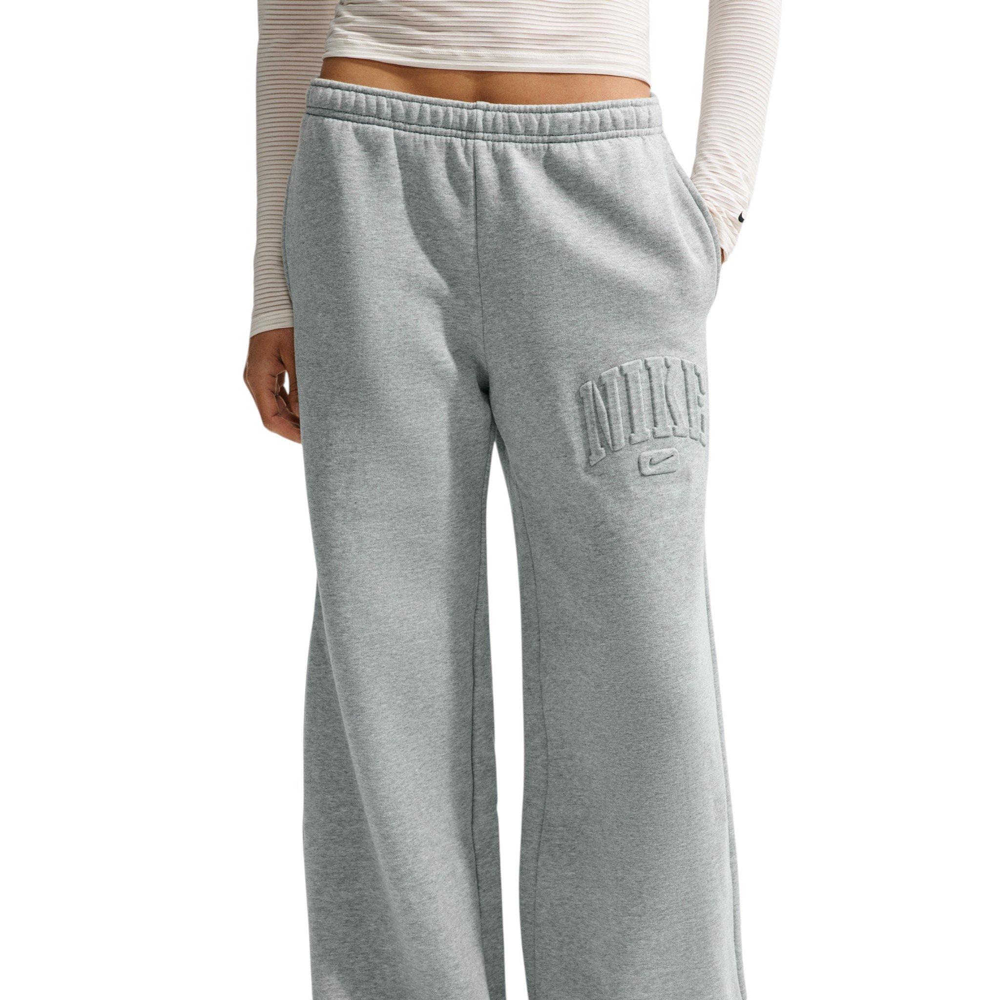 Nike Women's Studio Fleece Med Weight Mid-Rise Wide Leg Pants - Dk Grey - DK GREY